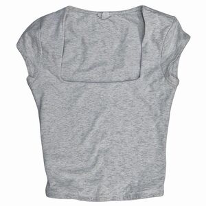 Garage Heather Gray Scoop Neck Fitted Top XS Y2K Minimal Basic